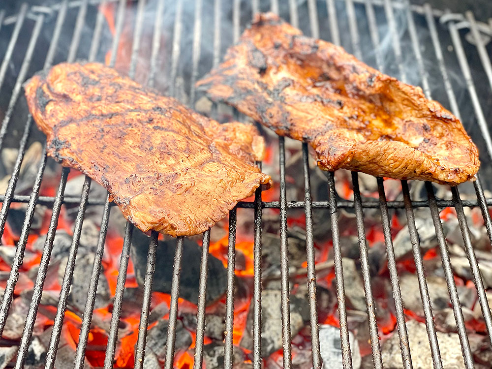 Grilling the Pork Fajitas